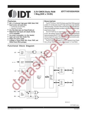 IDT71V016SA10PH8 datasheet  